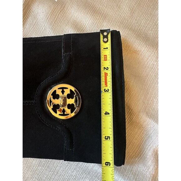 NEW w/o Box TORY BURCH Selma Black Suede Logo Riding Boot Sz 6.5 Knee High - Picture 5 of 12